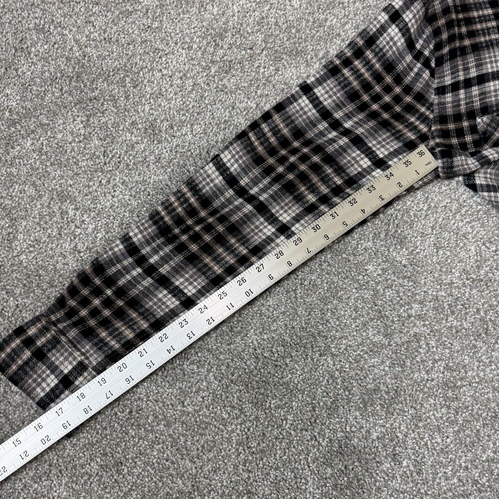 Thread + Supply Shirt Womens Large Cream Black Plaid Flannel Button Up Soft - Picture 8 of 8